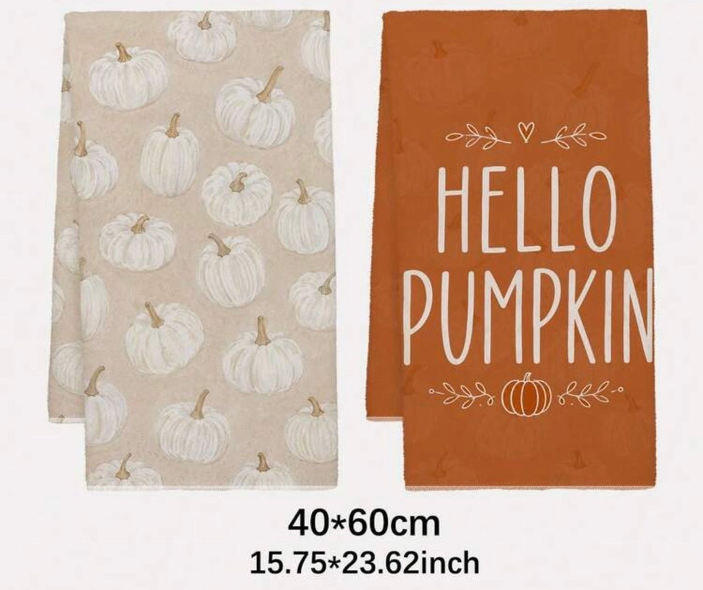 HELLO PUMPKIN – Set 2 Asciugamani da Cucina Autunnali