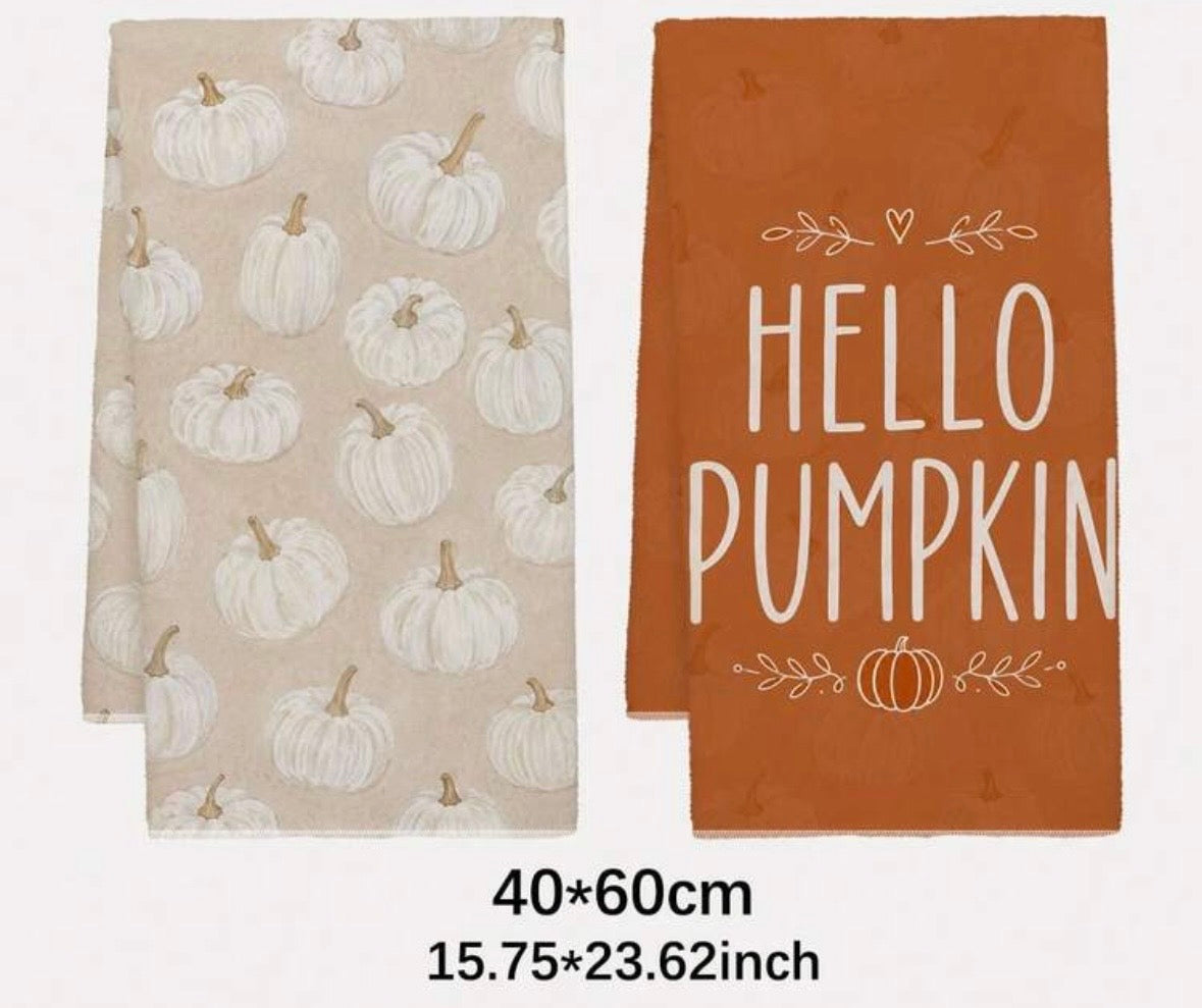 HELLO PUMPKIN – Set 2 Asciugamani da Cucina Autunnali