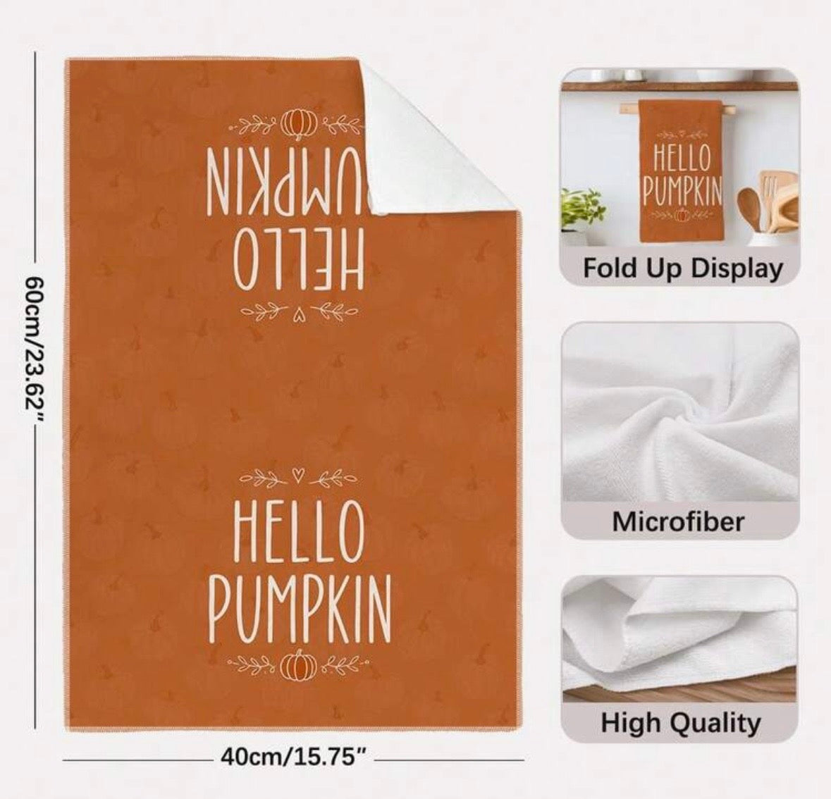 HELLO PUMPKIN – Set 2 Asciugamani da Cucina Autunnali