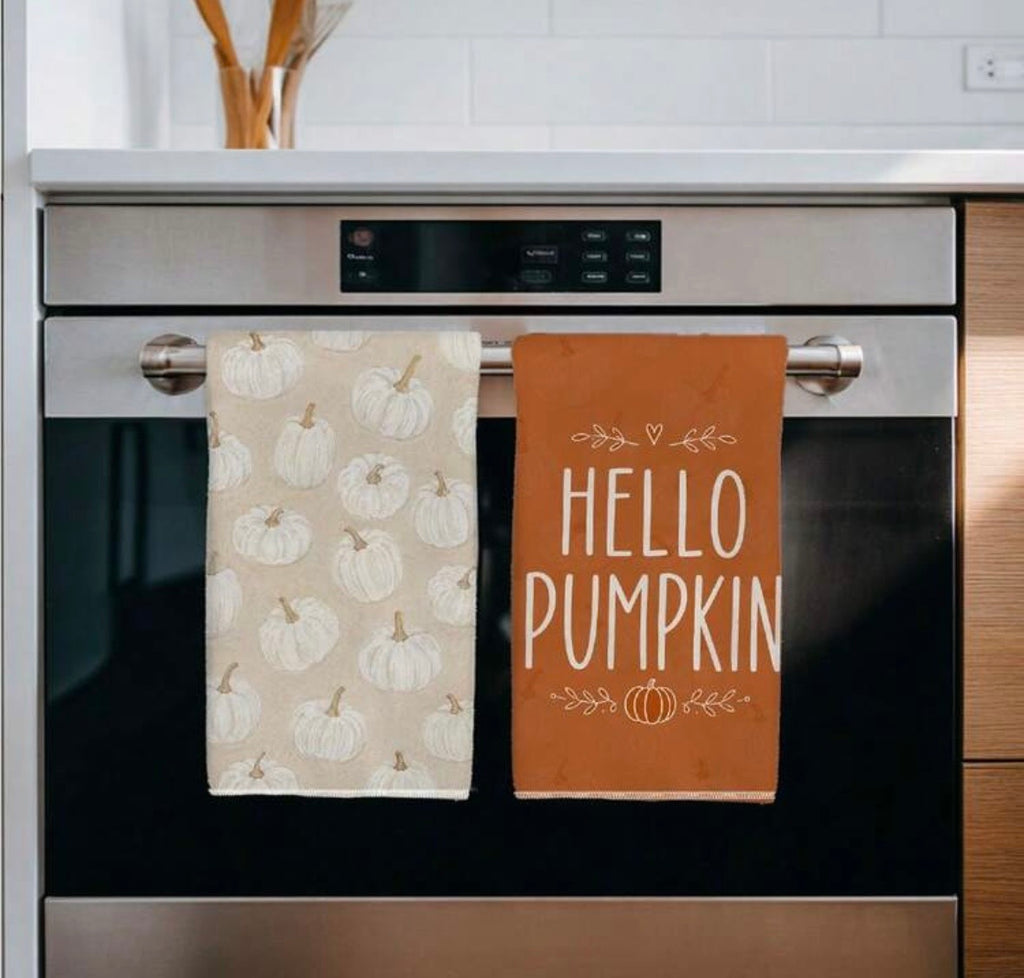 HELLO PUMPKIN – Set 2 Asciugamani da Cucina Autunnali