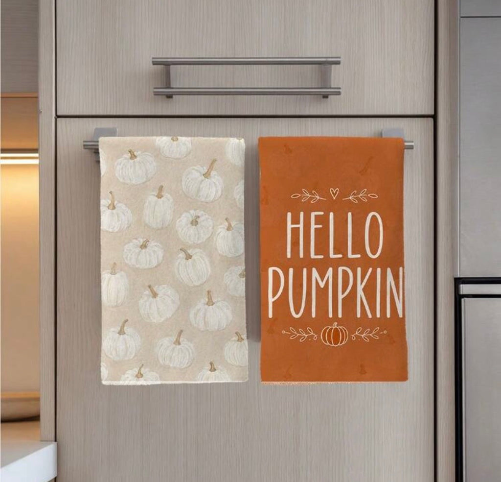 HELLO PUMPKIN – Set 2 Asciugamani da Cucina Autunnali