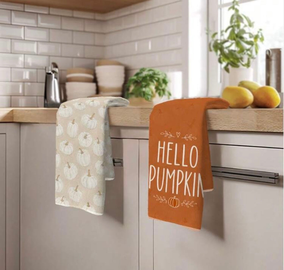 HELLO PUMPKIN – Set 2 Asciugamani da Cucina Autunnali