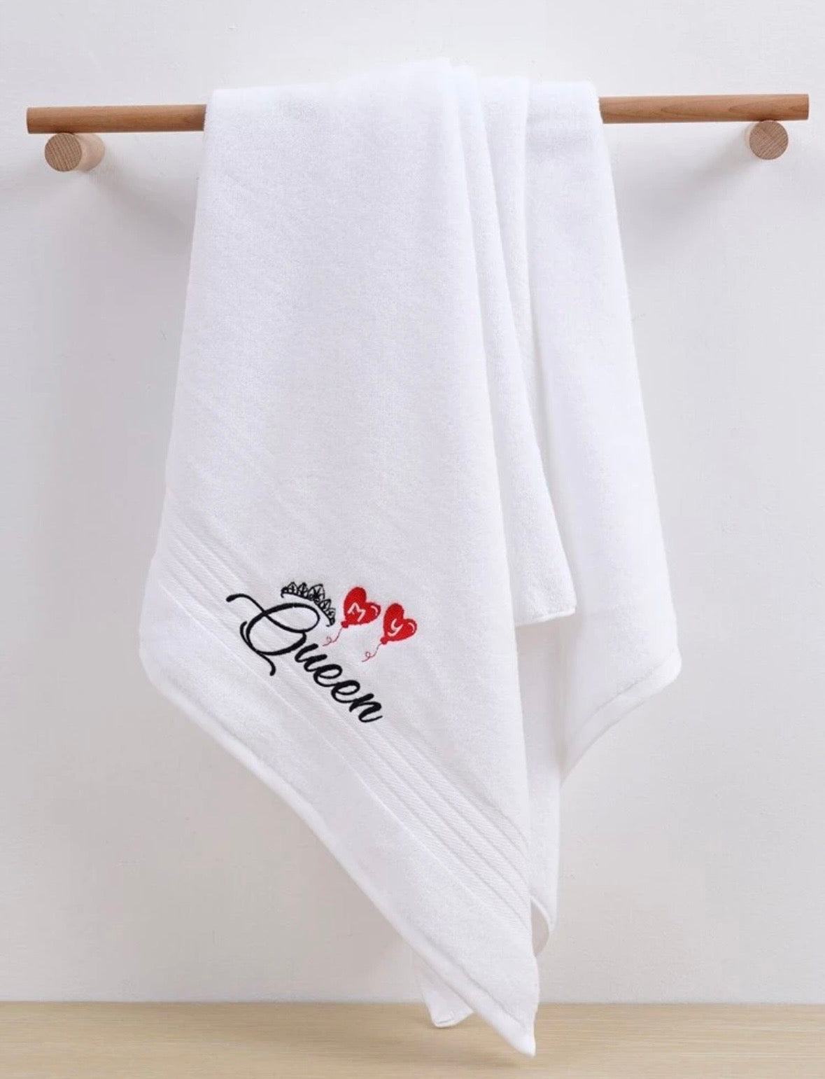 QUEEN TOUCH – Set 2 Asciugamani Donna Ricamati in 100% Cotone