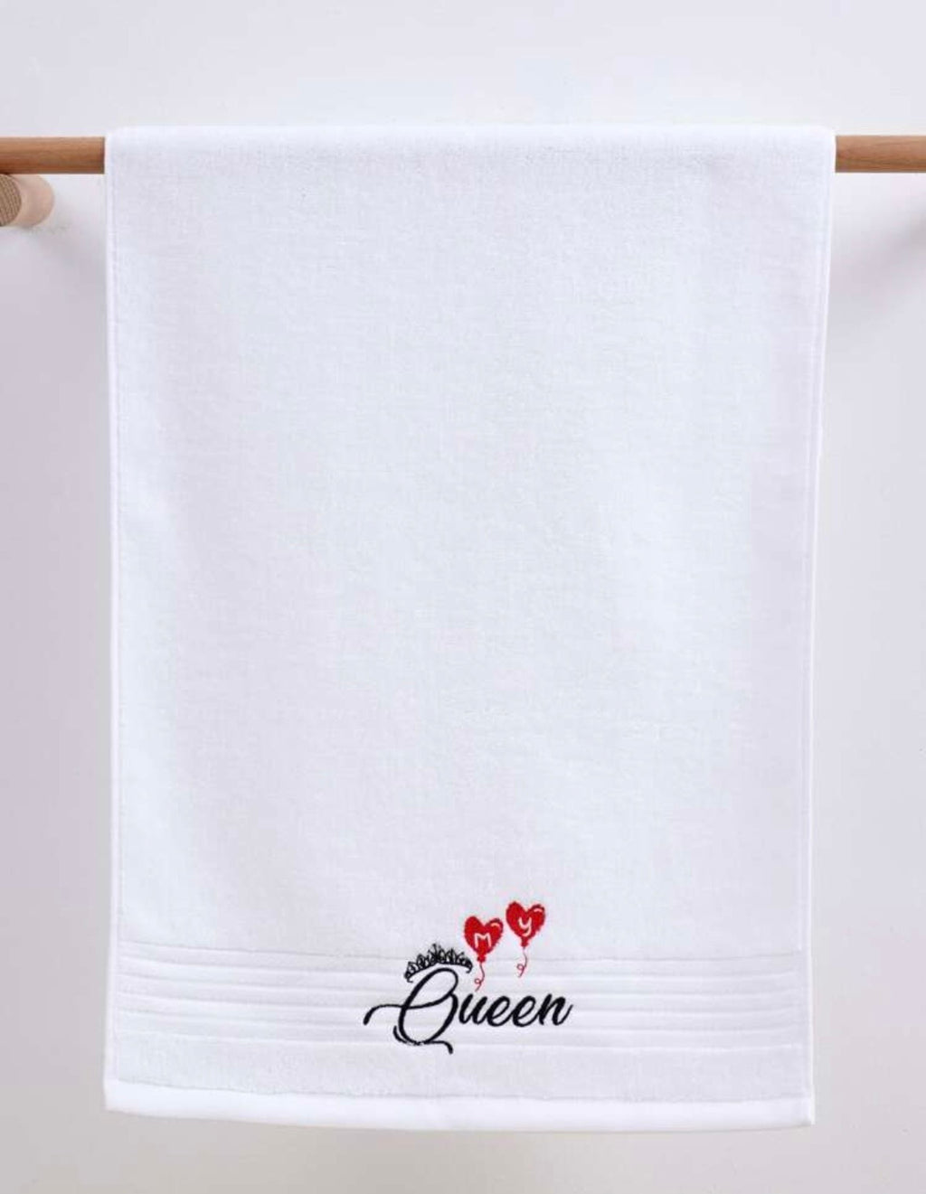 QUEEN TOUCH – Set 2 Asciugamani Donna Ricamati in 100% Cotone
