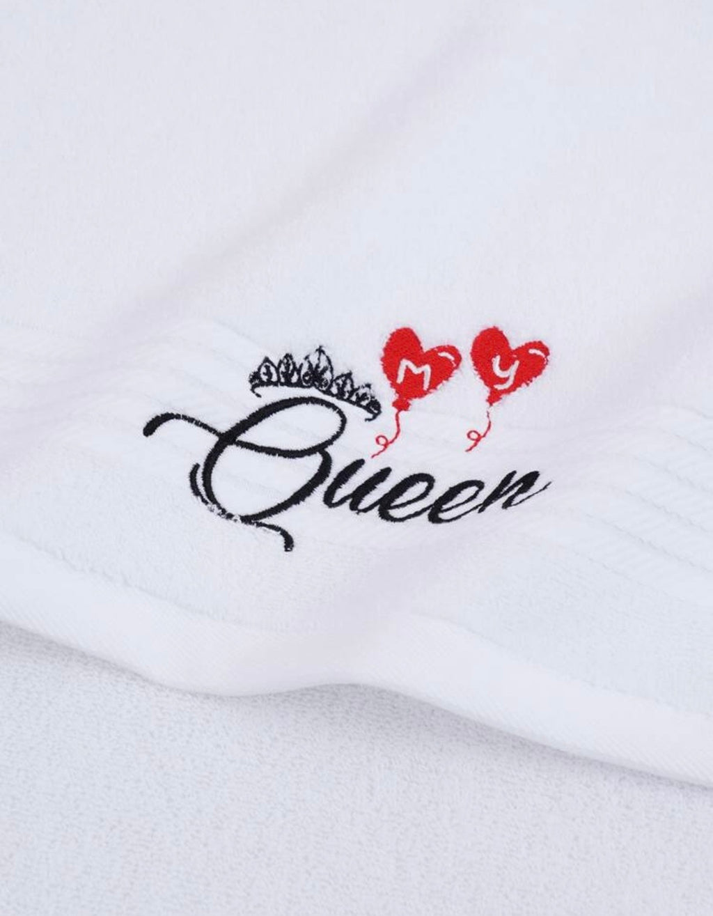 QUEEN TOUCH – Set 2 Asciugamani Donna Ricamati in 100% Cotone