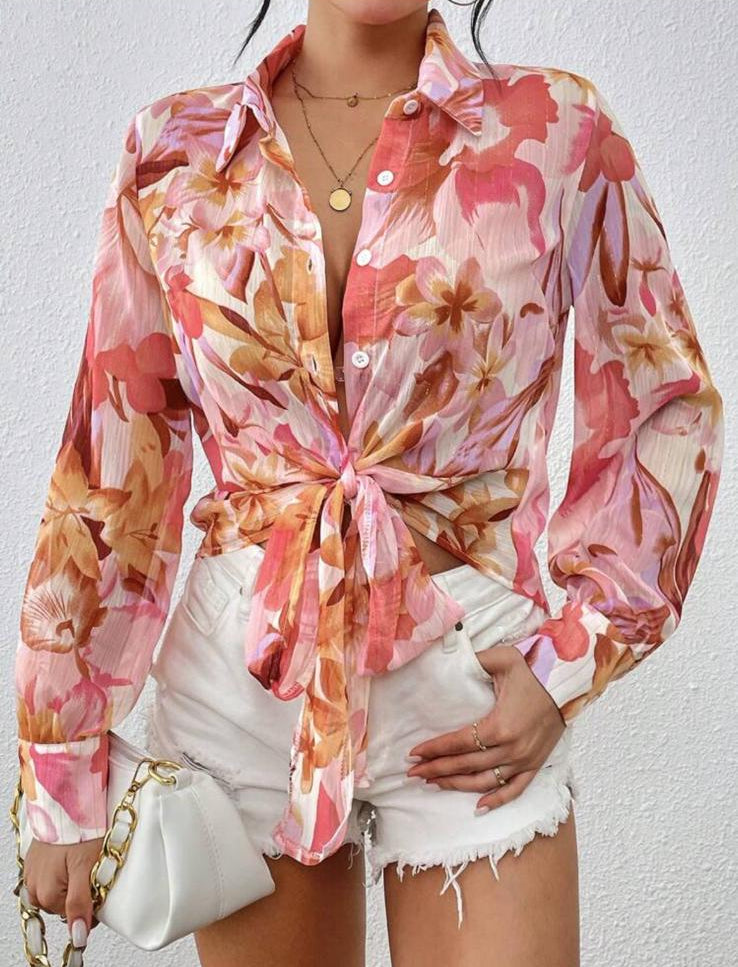 PETALIA - Camicetta Floreale Rosa