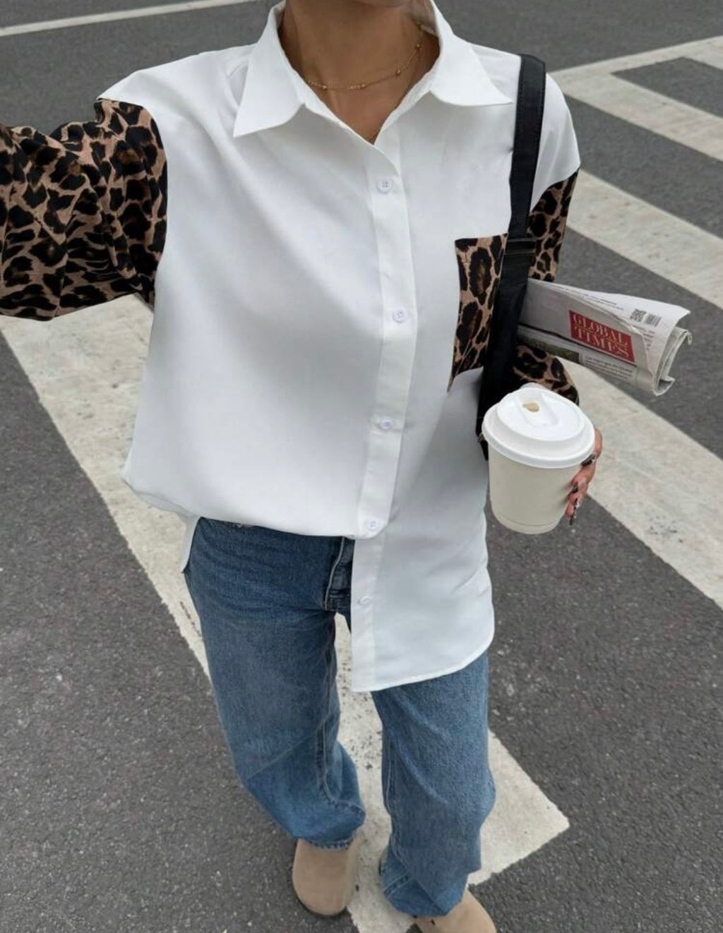 FELINE – Camicia Donna con Dettagli Leopard