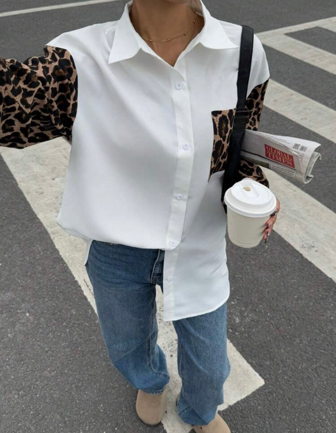 FELINE – Camicia Donna con Dettagli Leopard