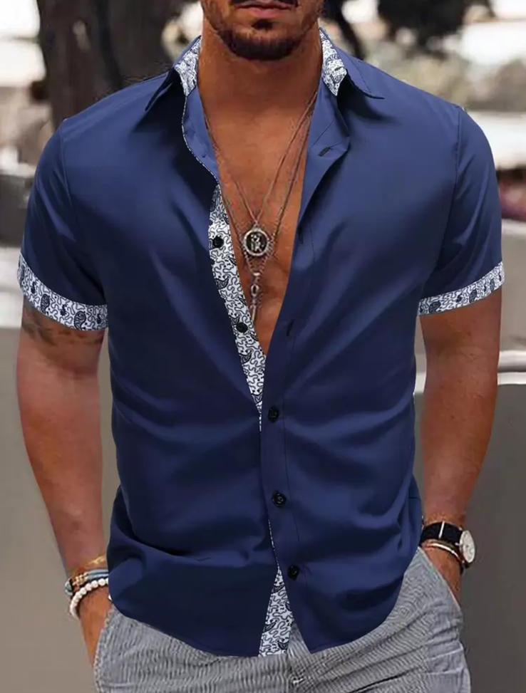Harbor Style camicia uomo colore Blu - vista frontale