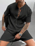 COASTAL LINE – Camicia Manica Corta Senza Colletto Uomo