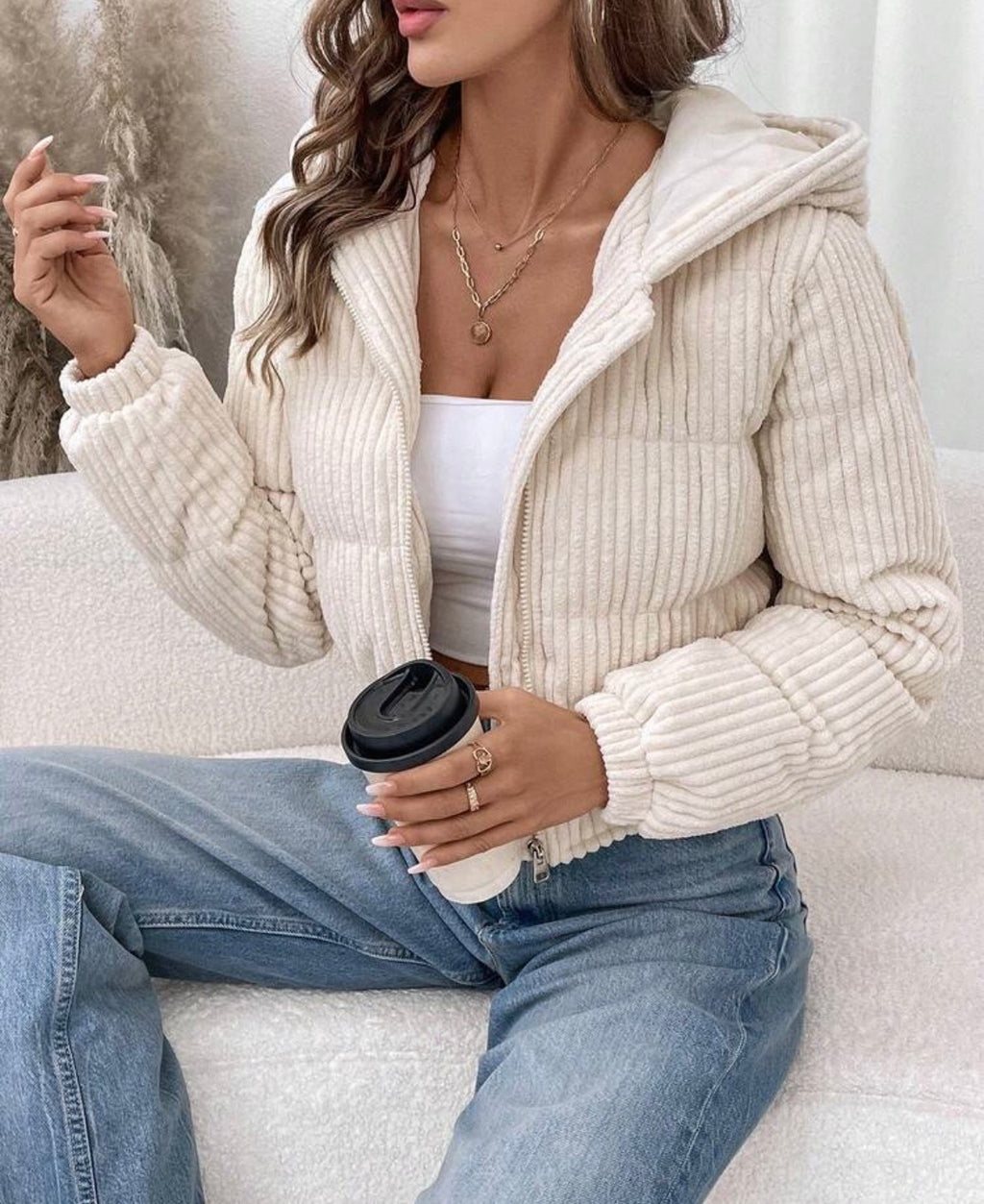 VELVET HUG – Giacca Corta con Cappuccio e Zip