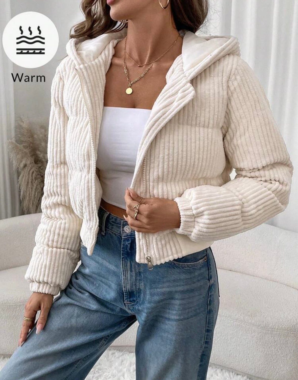 VELVET HUG – Giacca Corta con Cappuccio e Zip