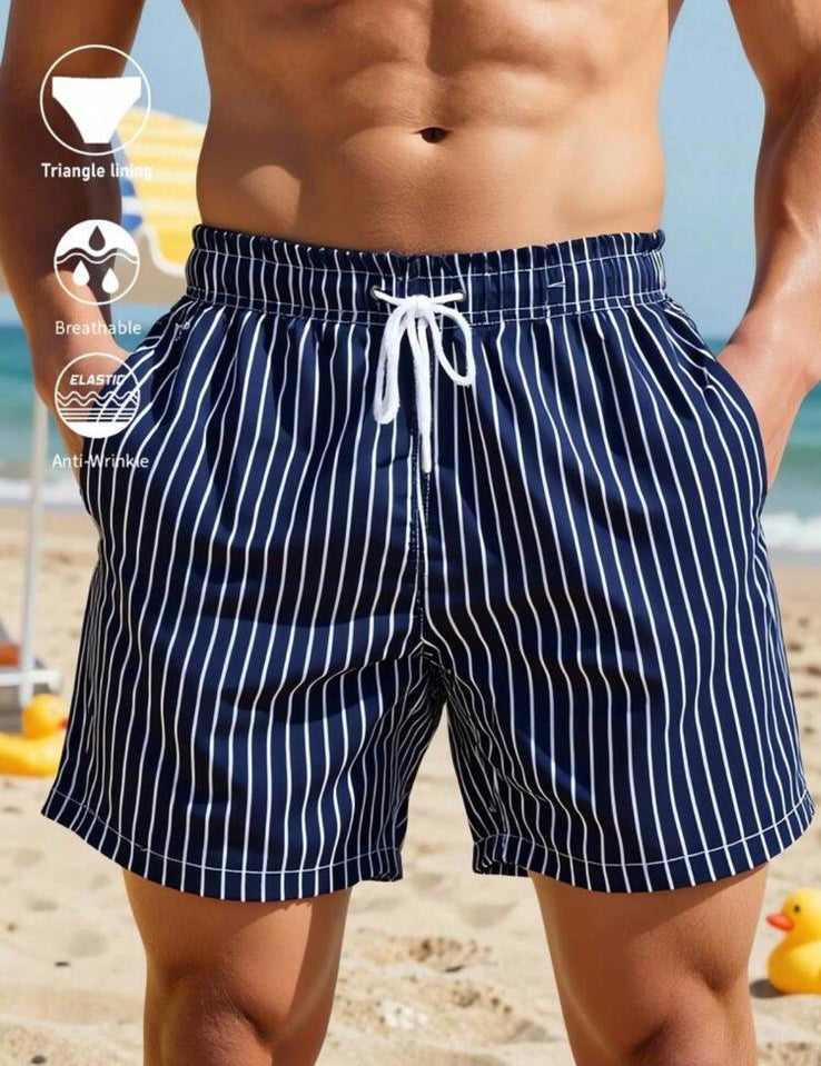 Beach Escape costume uomo righe blu navy - vista laterale