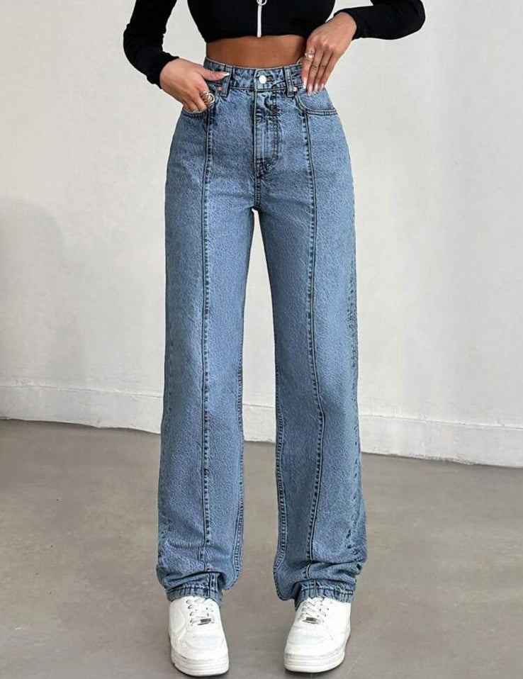 ROMA - Jeans Wide Leg con Riga