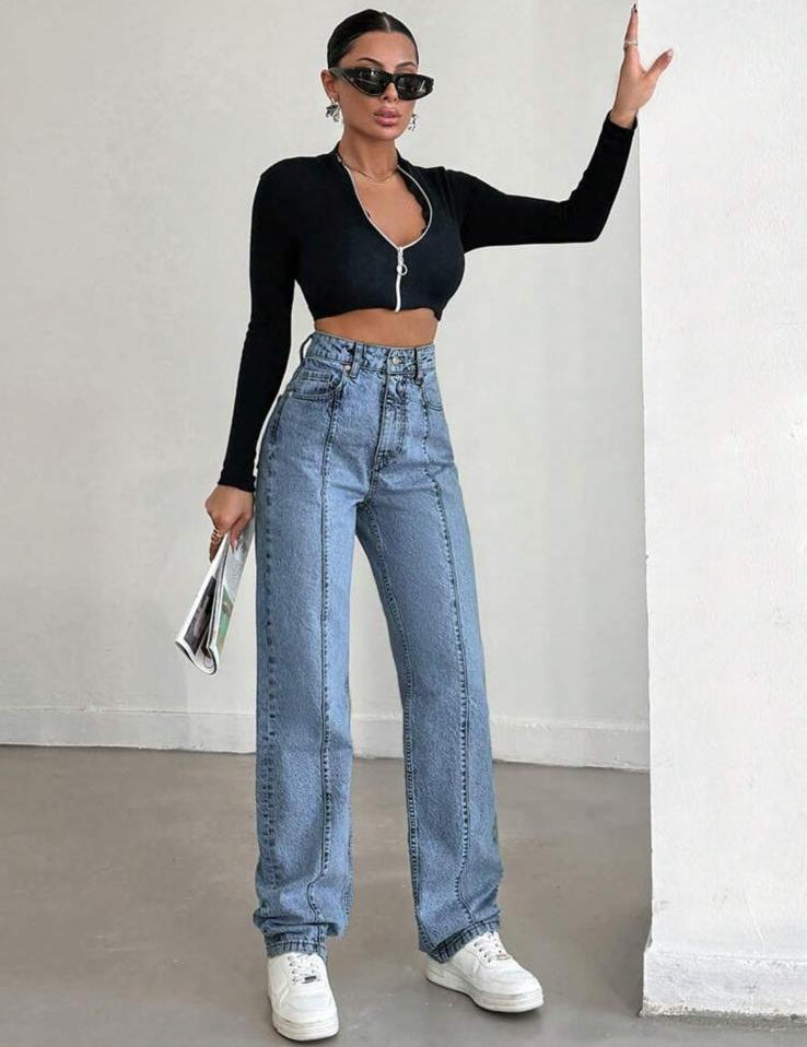 ROMA - Jeans Wide Leg con Riga