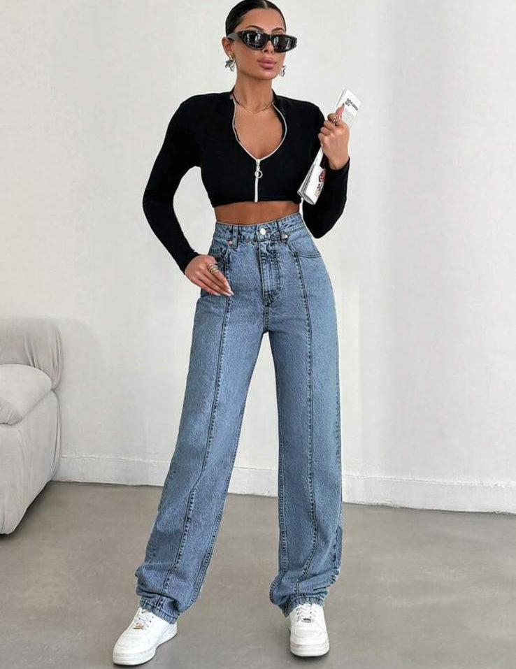 ROMA - Jeans Wide Leg con Riga