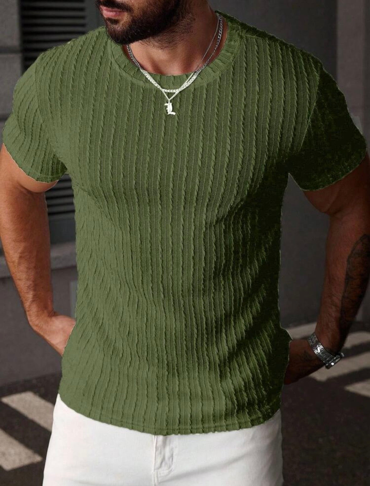 PURE MOTION maglietta uomo verde militare - fronte