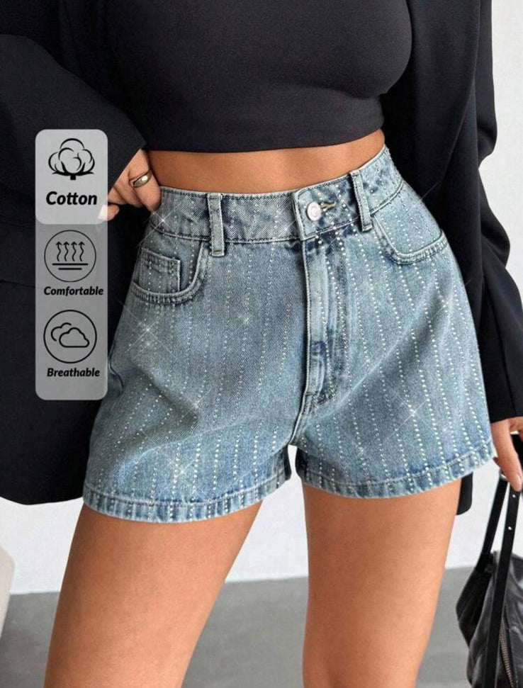 DENIM SOUL - pantaloncini jeans con strass