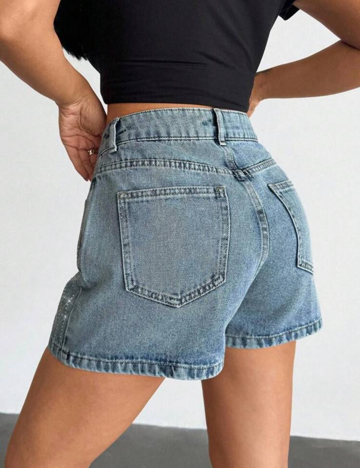 DENIM SOUL - pantaloncini jeans con strass