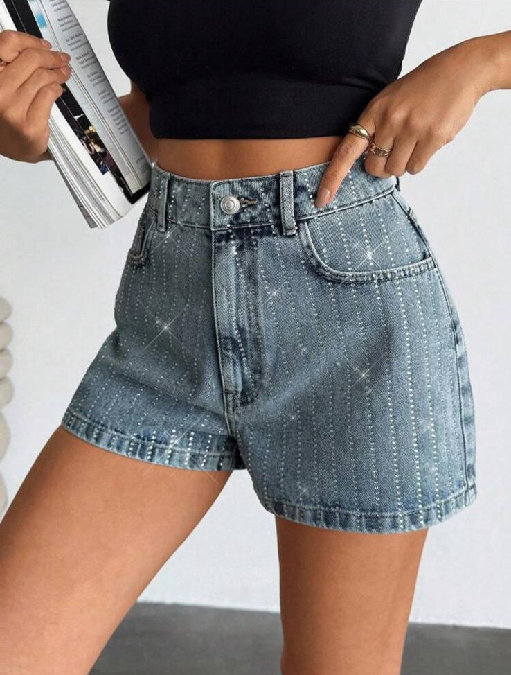 DENIM SOUL - pantaloncini jeans con strass