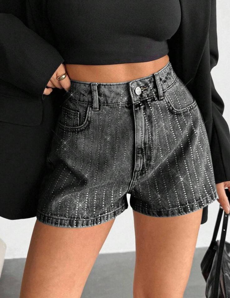 DENIM SOUL - pantaloncini jeans con strass