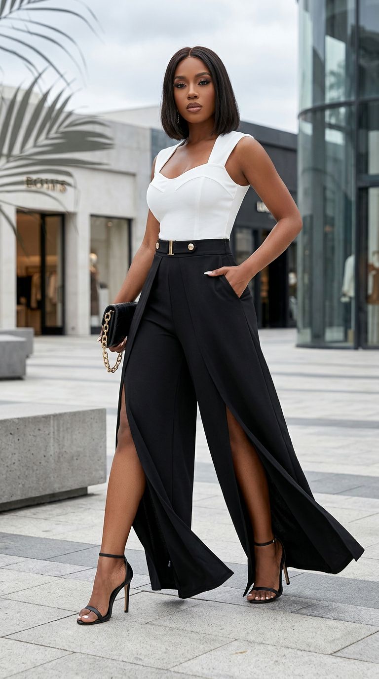 AURA - Pantalone con Spacco Elegante