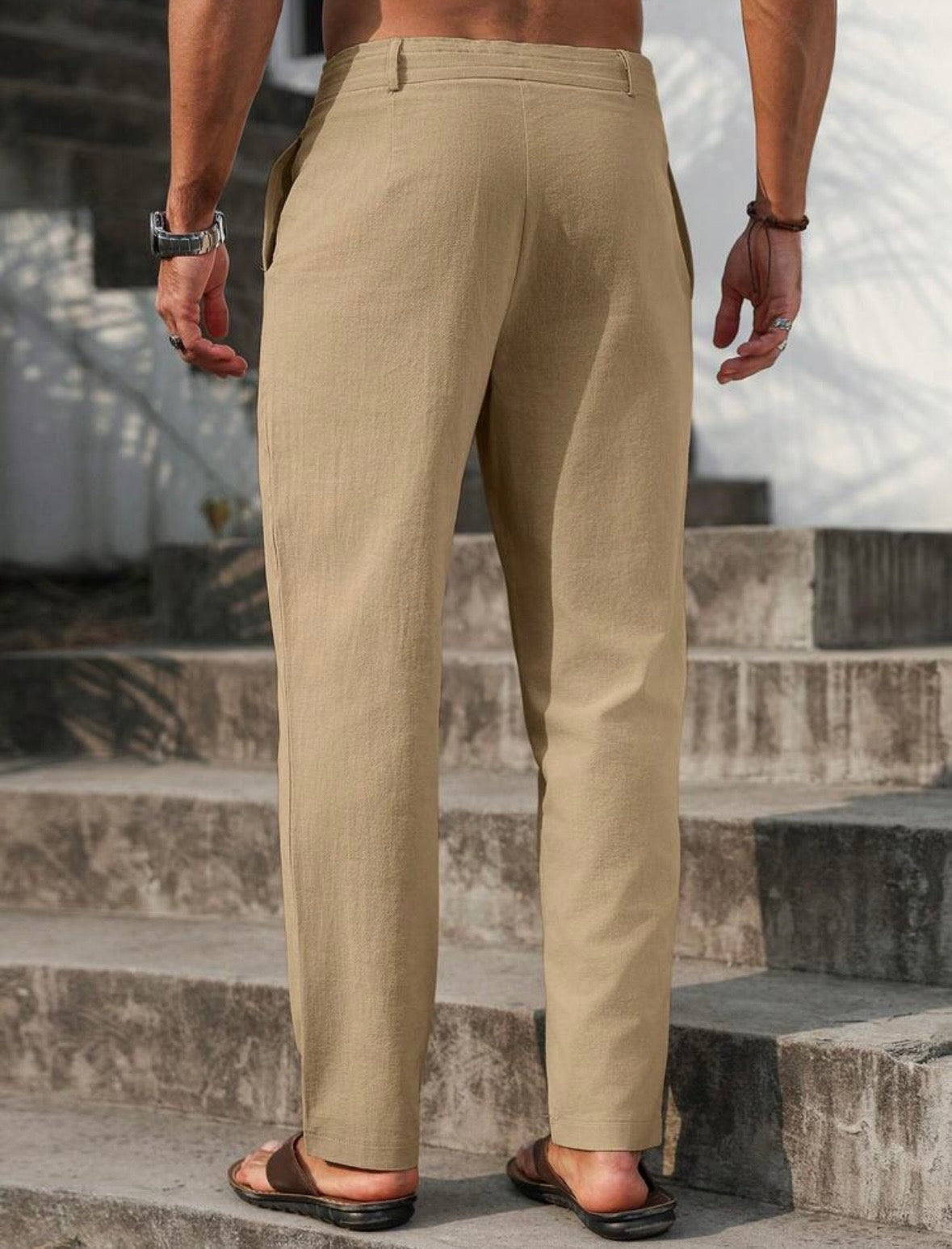 ENDLESS SUMMER pantalone estivo uomo verde salvia fronte