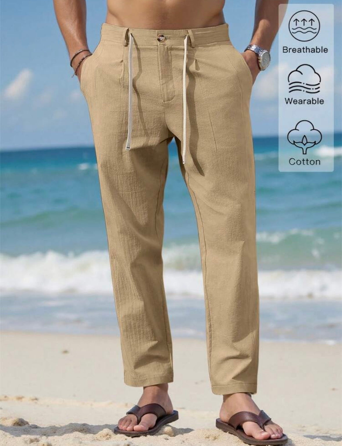 ENDLESS SUMMER pantalone estivo uomo grigio fronte