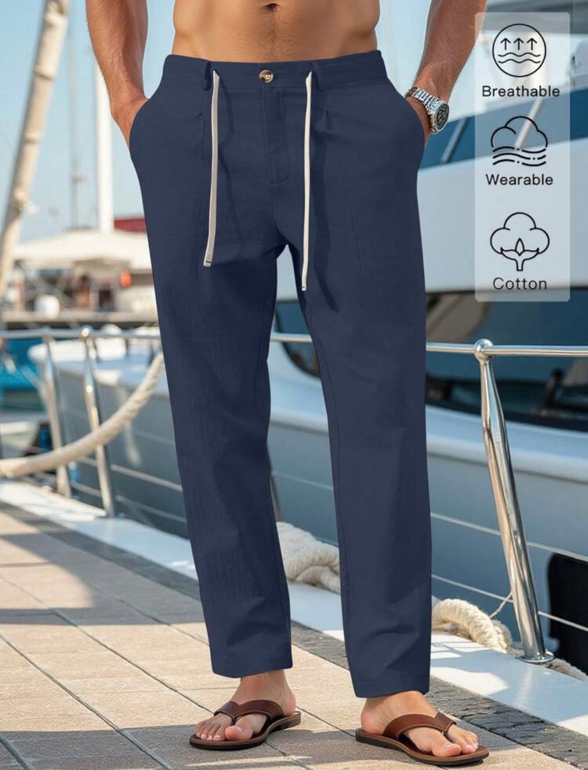 ENDLESS SUMMER pantalone estivo uomo grigio dettaglio tasca