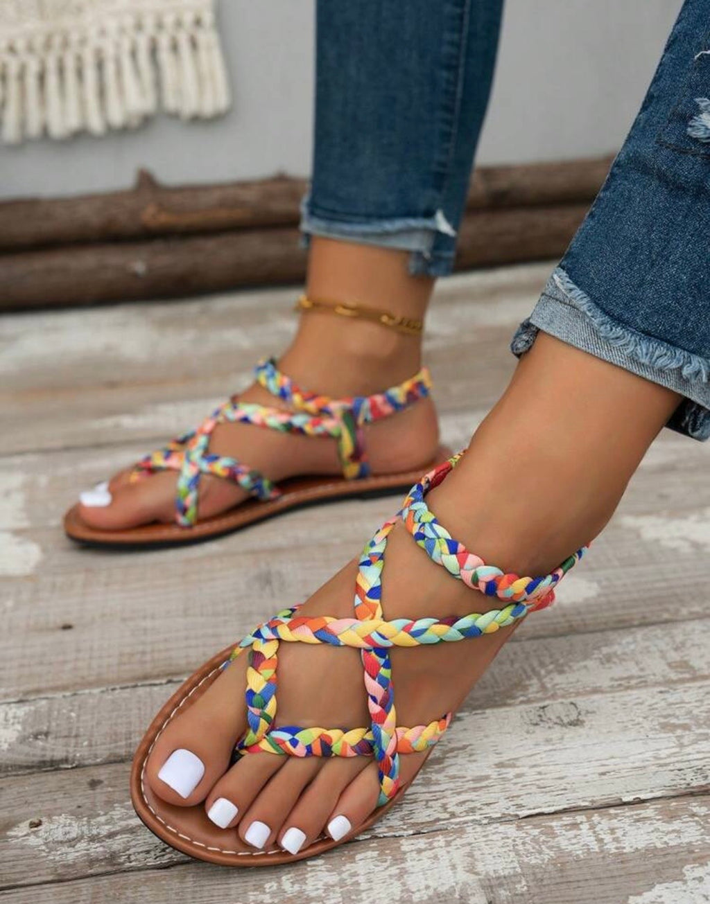 RAINBOW BREEZE - multicolor pastello su legno con fiori