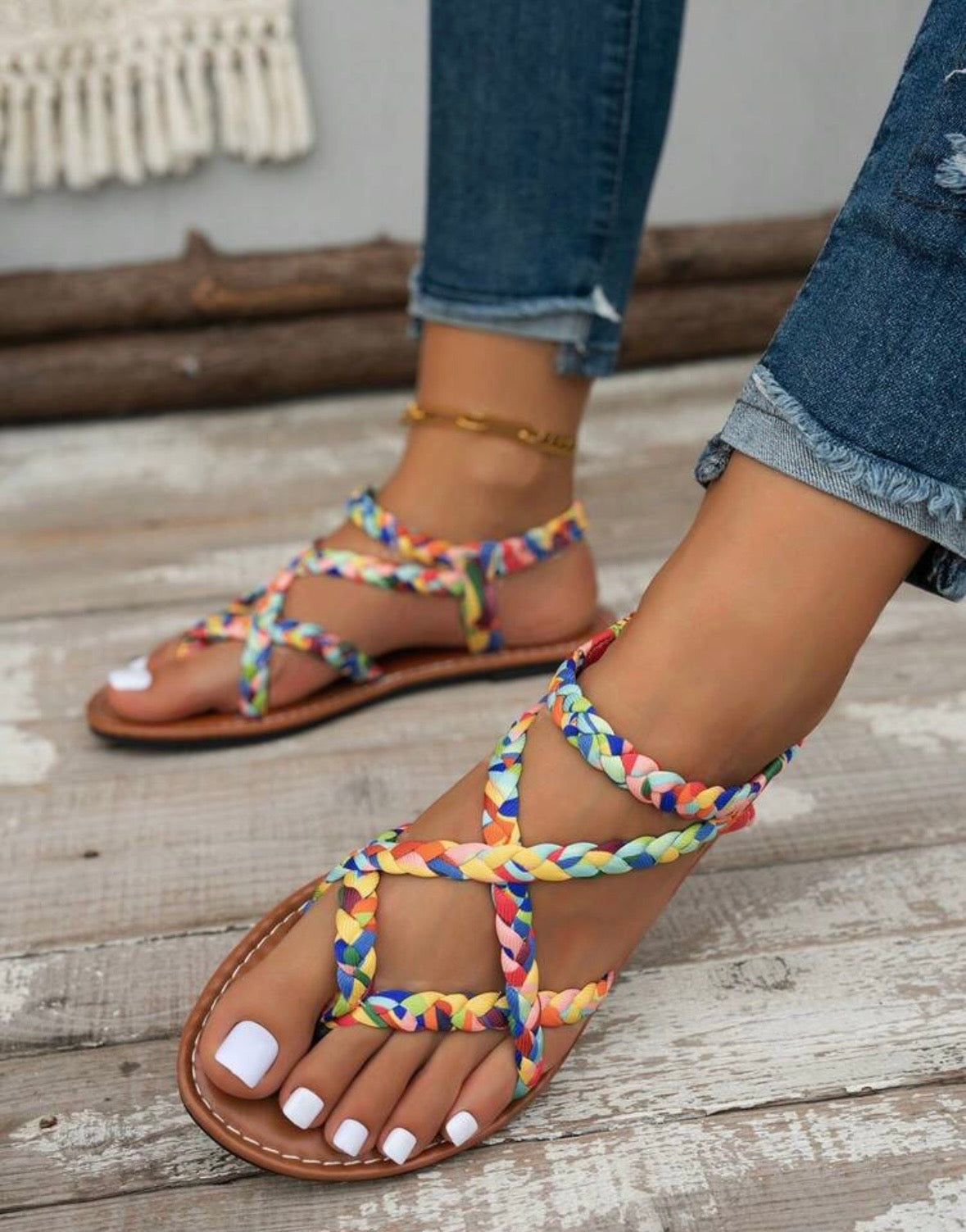 RAINBOW BREEZE - multicolor pastello su legno con fiori