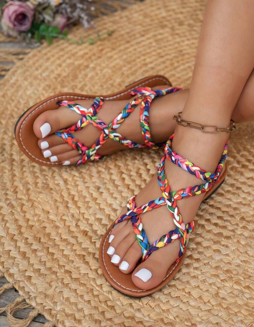 RAINBOW BREEZE - multicolor vivace su rafia vista laterale