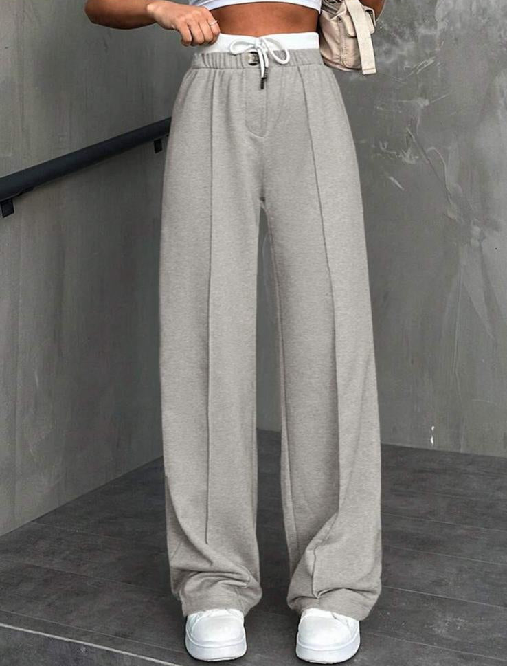 OSLO - Pantaloni Tuta Wide Leg con Cinta Bianca
