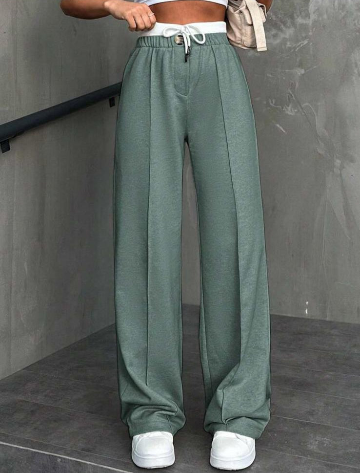 OSLO - Pantaloni Tuta Wide Leg con Cinta Bianca