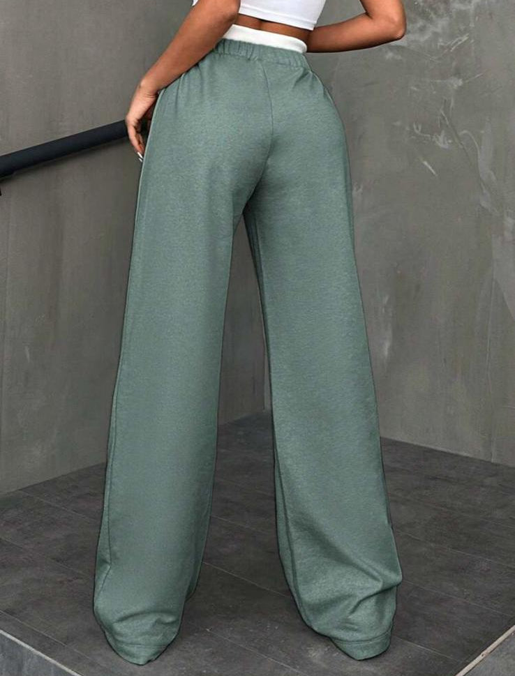OSLO - Pantaloni Tuta Wide Leg con Cinta Bianca