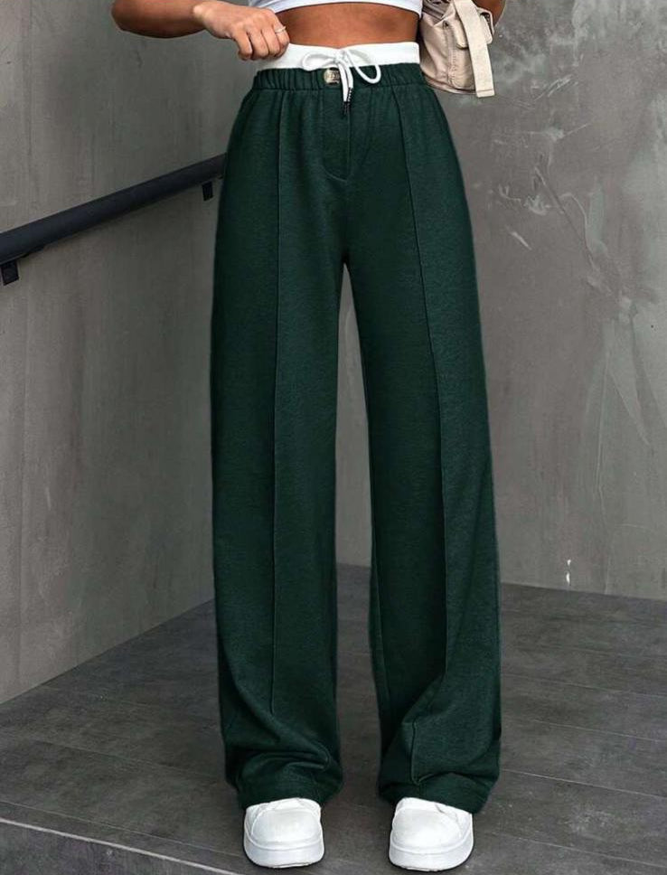 OSLO - Pantaloni Tuta Wide Leg con Cinta Bianca