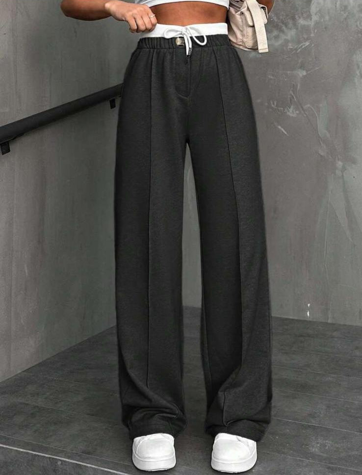 OSLO - Pantaloni Tuta Wide Leg con Cinta Bianca