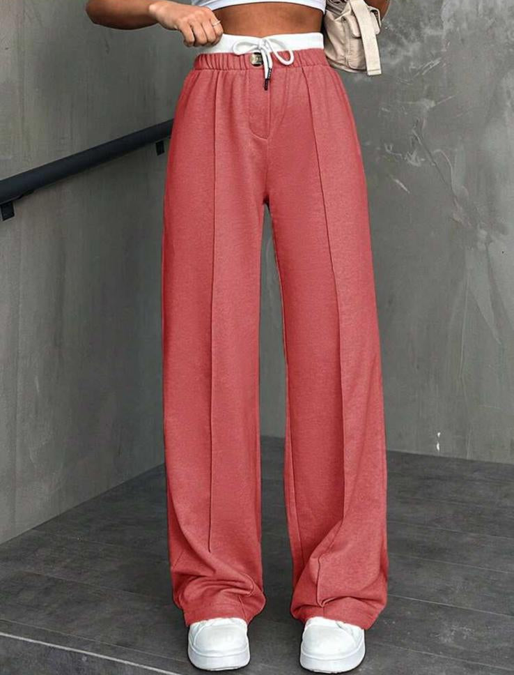 OSLO - Pantaloni Tuta Wide Leg con Cinta Bianca
