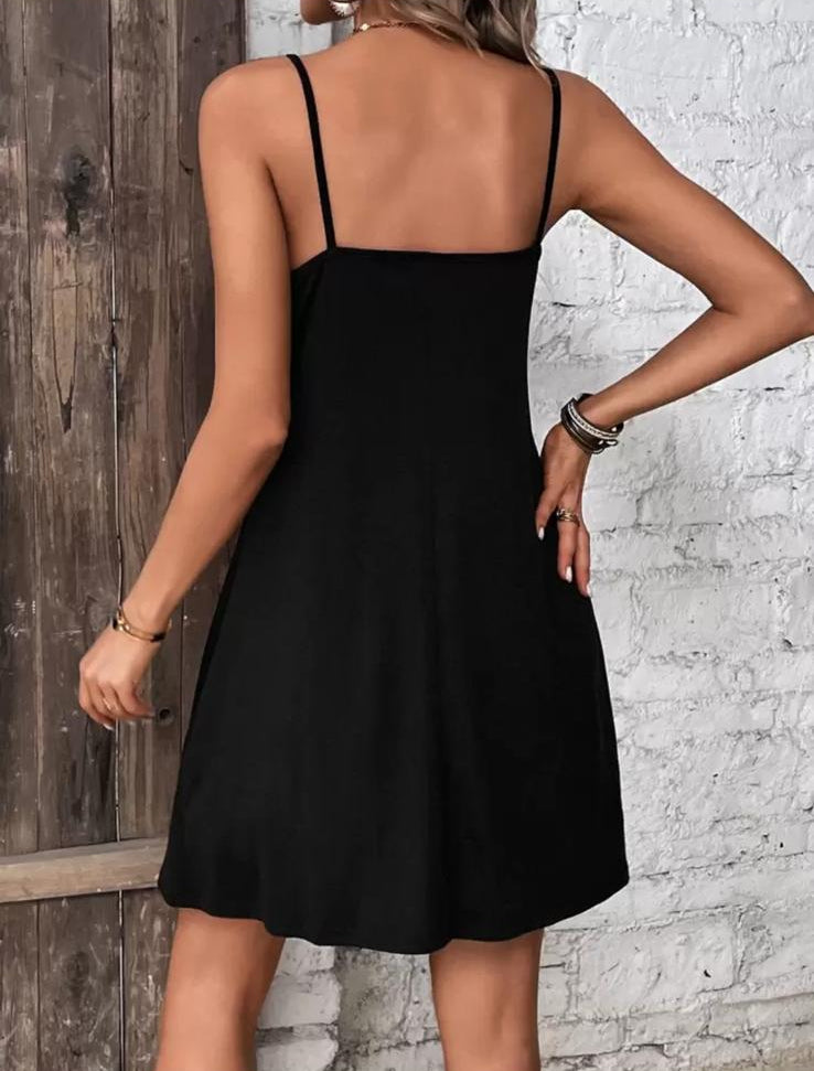 LUNA BUTTON - Vestito Corto Spalline Sottili con Bottoni